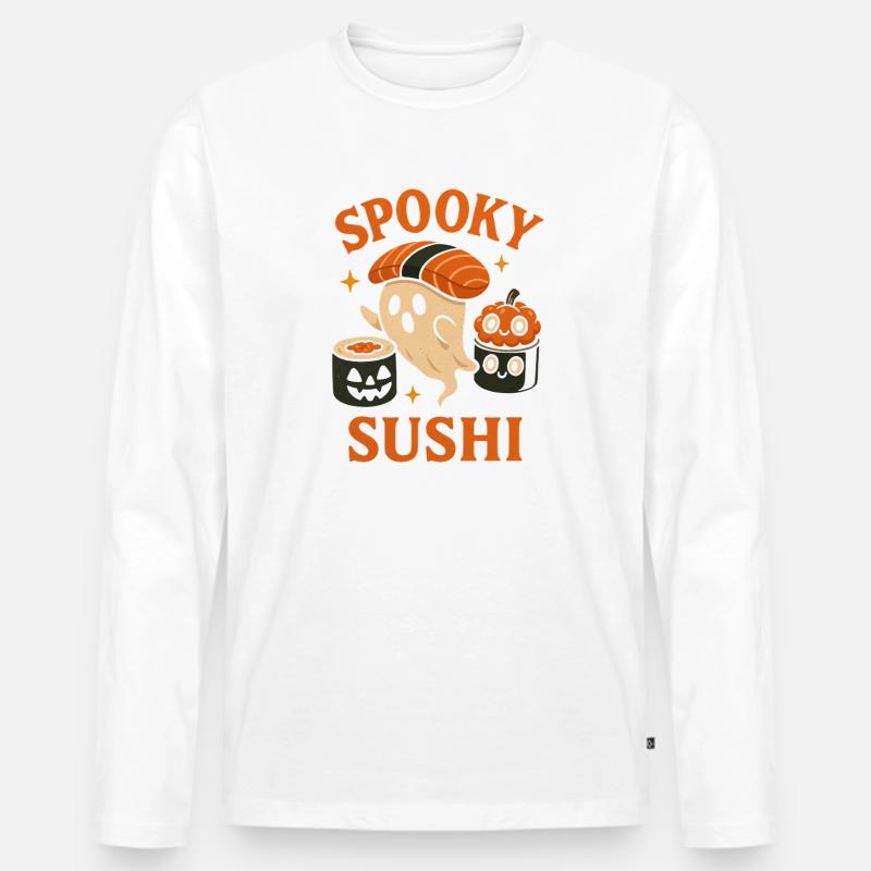 Spooky Sushi Ghosts - Männer Premium Bio Langarmshirt - Weiß