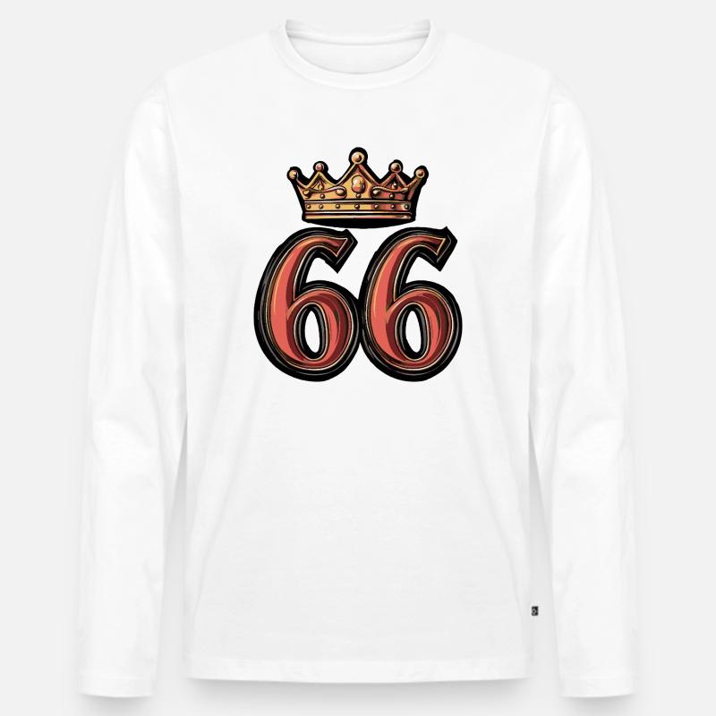 66 Zahl Krone - Männer Premium Bio Langarmshirt - Weiß
