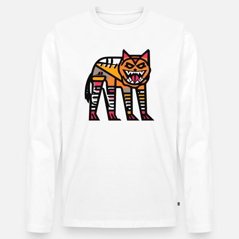 Wolf Halloween Comic Lustig - Männer Premium Bio Langarmshirt - Weiß