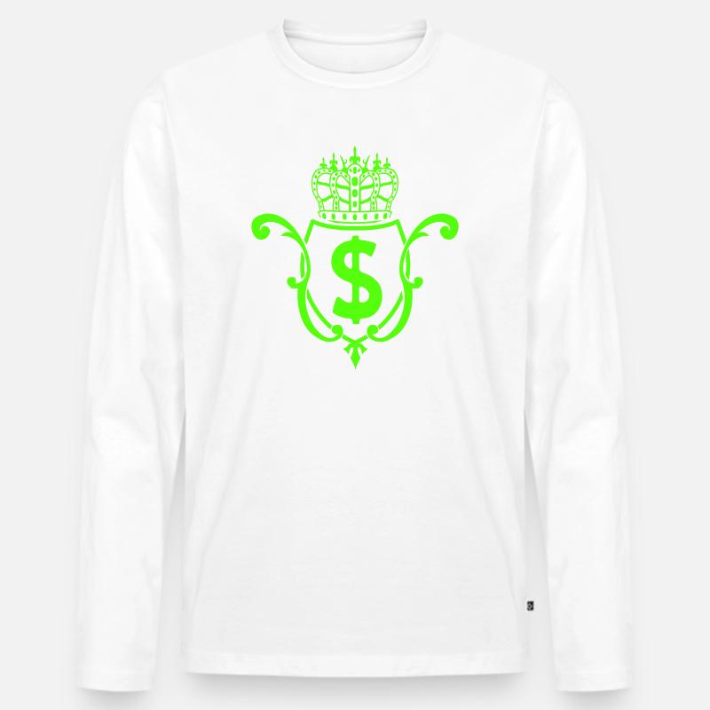 Krone Dollar Emblem - Männer Premium Bio Langarmshirt - Weiß