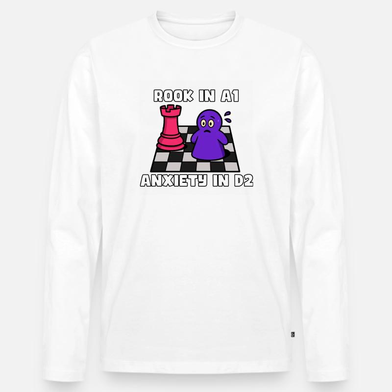 Turm in A1, Angst in D2 - Männer Premium Bio Langarmshirt - Weiß