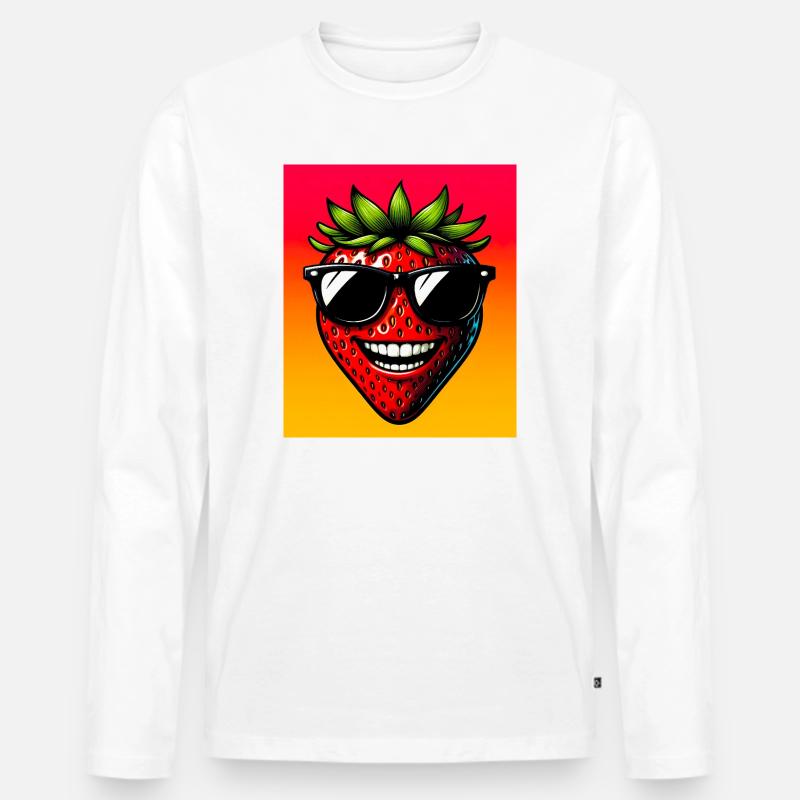 Erdbeeren Erdbeeren - Männer Premium Bio Langarmshirt - Weiß