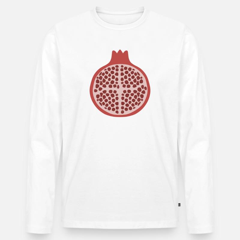 Granatapfel-Hälfte - Männer Premium Bio Langarmshirt - Weiß
