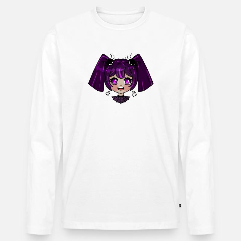 Chibi Vampir mit lila Zöpfen - Männer Premium Bio Langarmshirt - Weiß