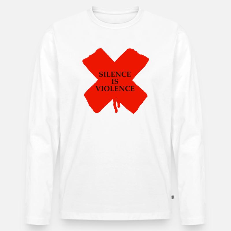 Silence is Violence - Männer Premium Bio Langarmshirt - Weiß