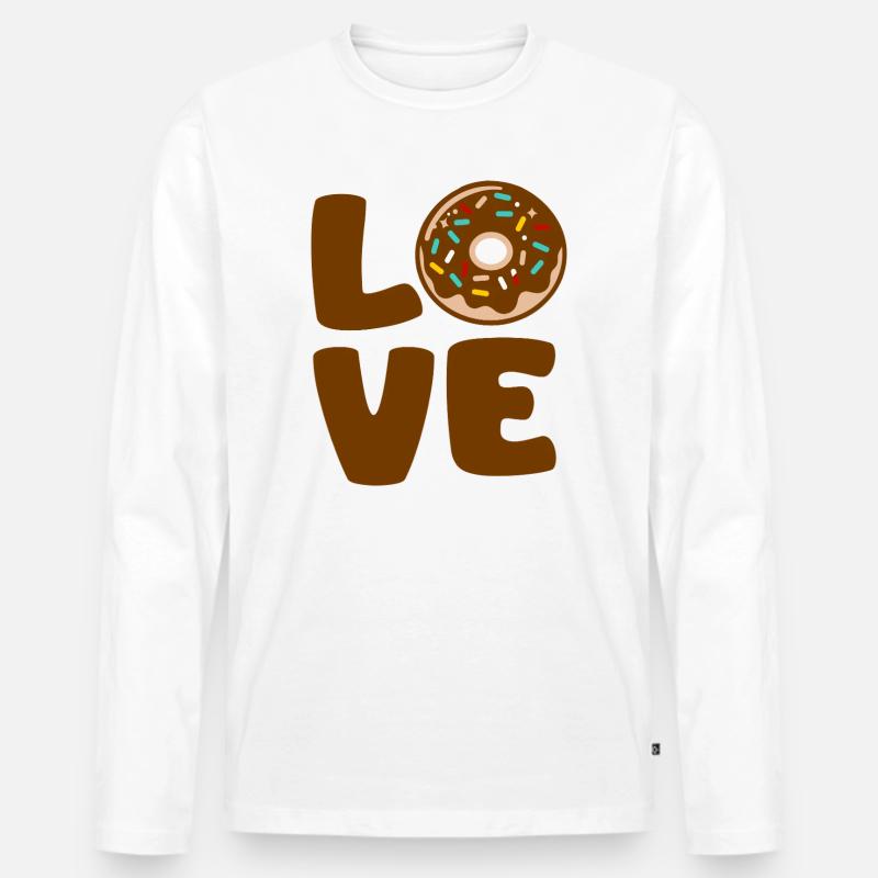 Liebe Donut Typographic Soft - Männer Premium Bio Langarmshirt - Weiß