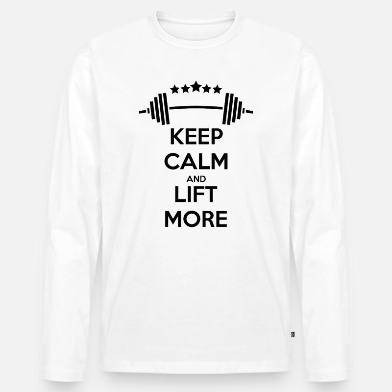 Keep Calm GYM: Kraft & Motivation - Männer Premium Bio Langarmshirt - Weiß