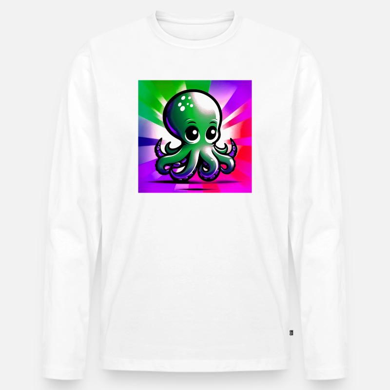 Krake - Männer Premium Bio Langarmshirt - Weiß