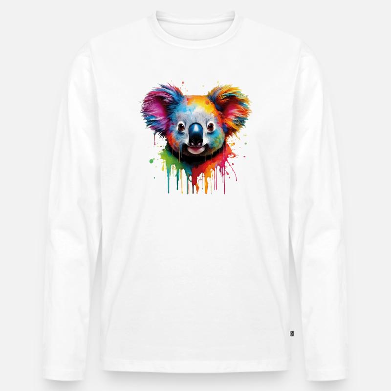 Regenbogen Koala Aquarell - Männer Premium Bio Langarmshirt - Weiß