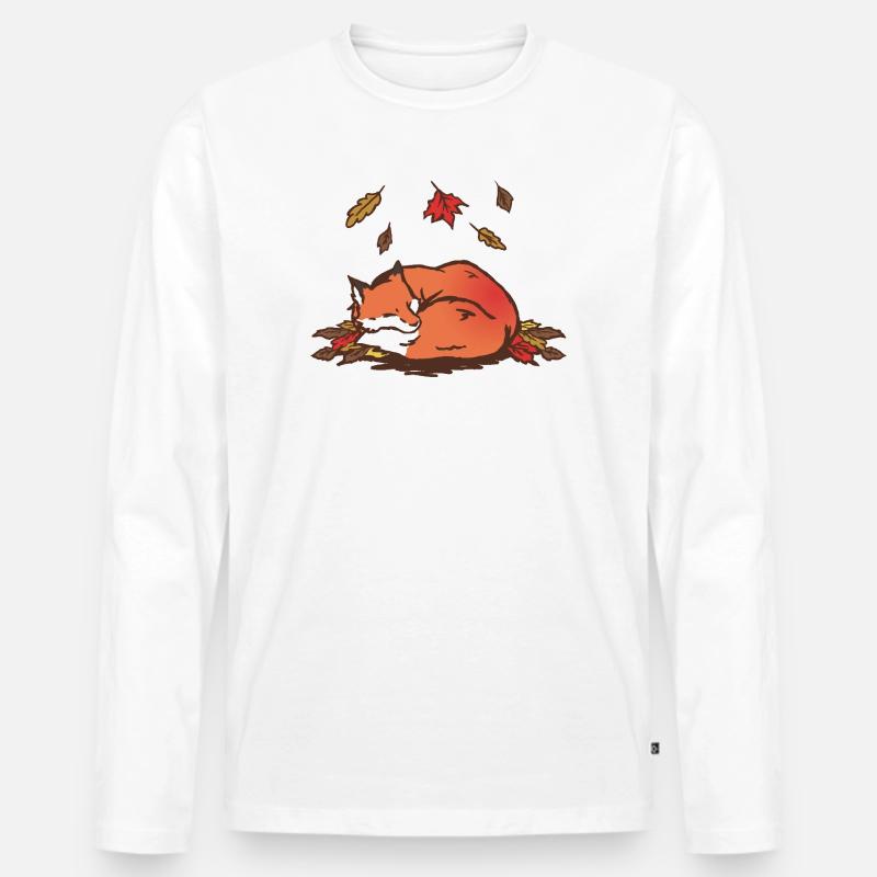 Fuchs im Herbst - Männer Premium Bio Langarmshirt - Weiß