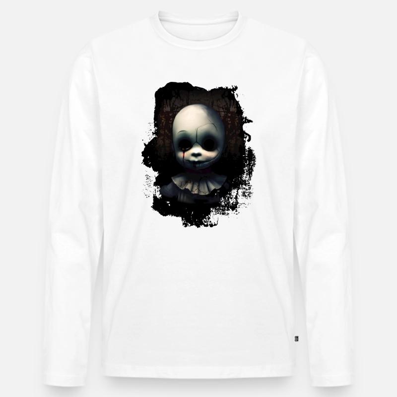 Zerbrochenes Puppengesicht - Männer Premium Bio Langarmshirt - Weiß