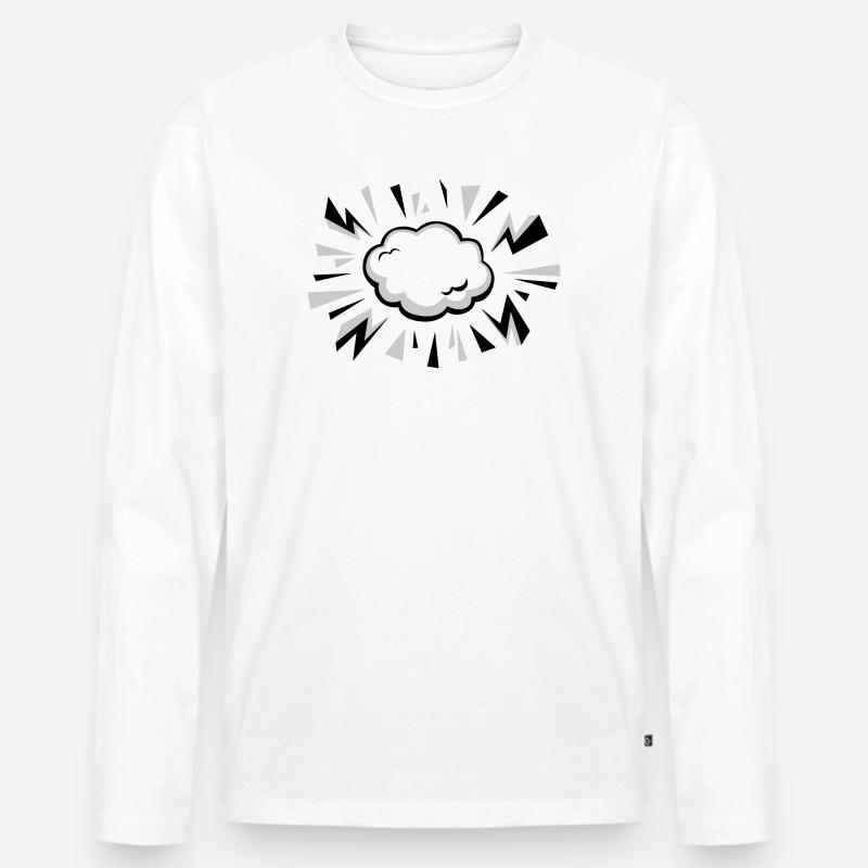 Comic Wolke mit Blitzen - Männer Premium Bio Langarmshirt - Weiß