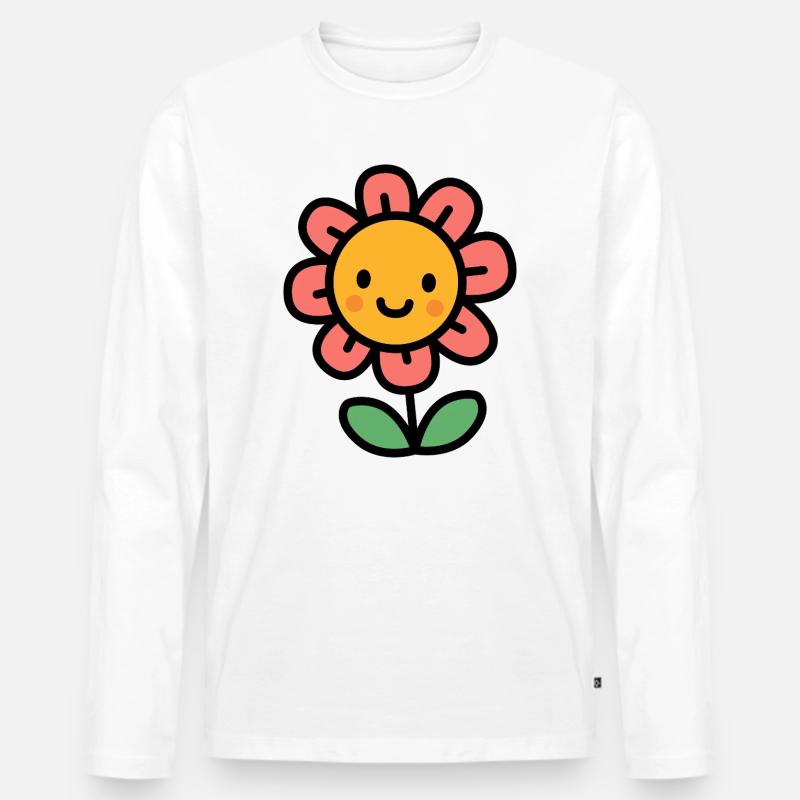 Kawaii Blume mit großer Blüte - Männer Premium Bio Langarmshirt - Weiß