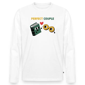 Perfect Couple: Cloud and Umbrella Fun - Männer Premium Bio Langarmshirt - Weiß - Vorne - Nico (187cm)