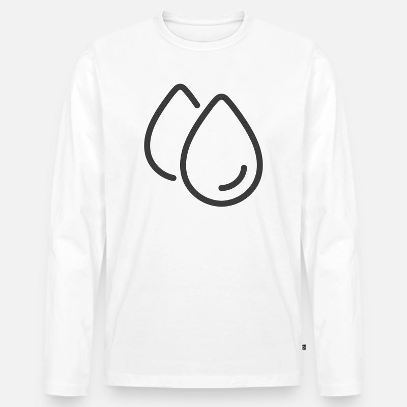Doppelte Wassertropfen Linie Symbol Logo - Männer Premium Bio Langarmshirt - Weiß