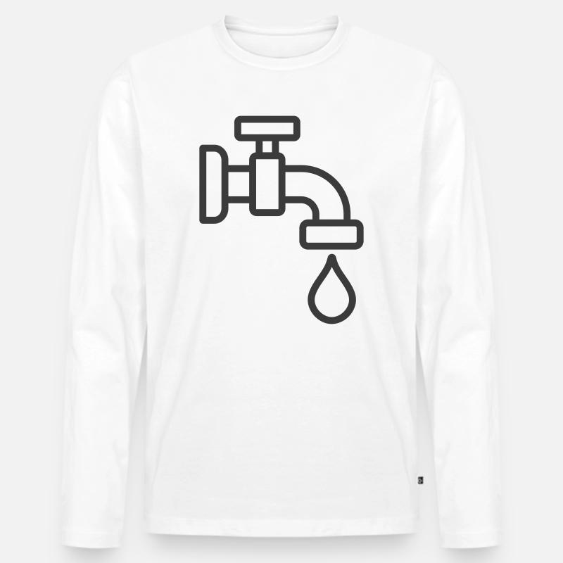 Wasserhahn mit Tröpfchensymbol - Männer Premium Bio Langarmshirt - Weiß