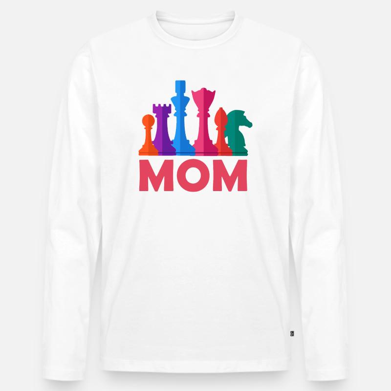 Chess Mom Schach Mama - Männer Premium Bio Langarmshirt - Weiß