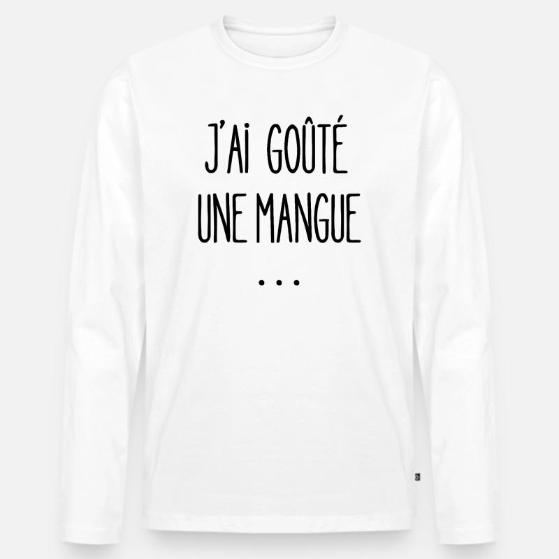 Ich habe eine Mango probiert - Männer Premium Bio Langarmshirt - Weiß