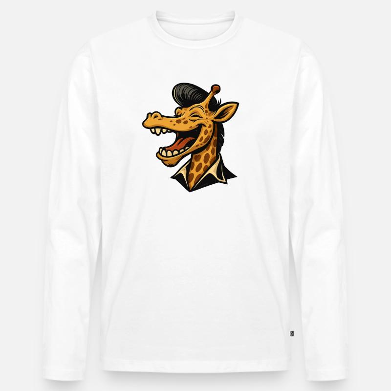 Stretch with Style – Coole Giraffe - Männer Premium Bio Langarmshirt - Weiß