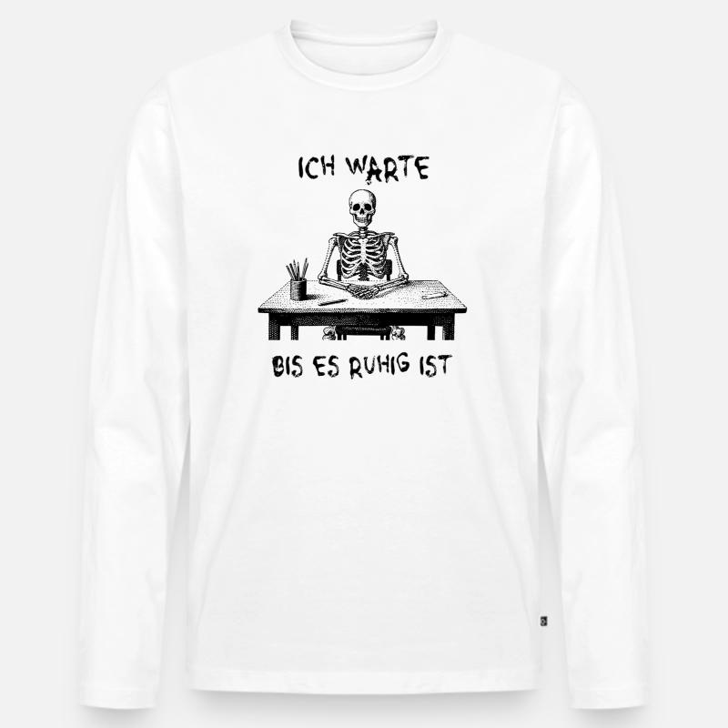 I'll wait until it's quiet - skeleton - Men's Premium Organic Long Sleeve Shirt - white