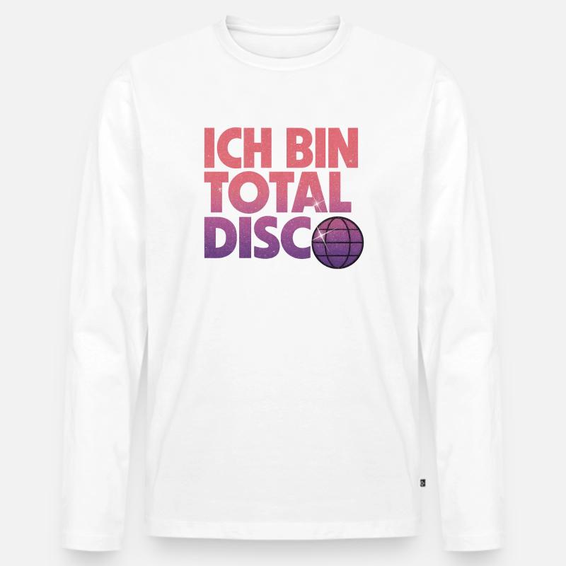 Ich bin total Disco - Männer Premium Bio Langarmshirt - Weiß