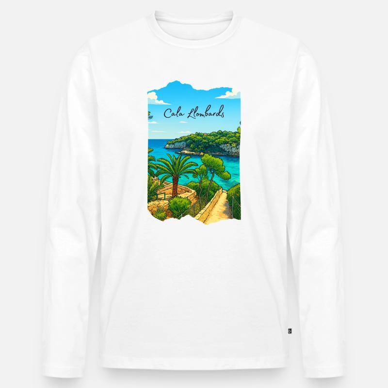 Cala Lombards - Mallorca - Männer Premium Bio Langarmshirt - Weiß