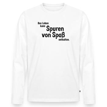 Traces de plaisir - T-shirt manches longues Premium bio Homme - blanc - Devant - Nico (187cm)