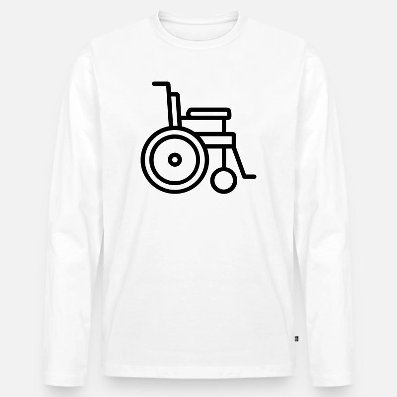 Rollstuhl - Männer Premium Bio Langarmshirt - Weiß