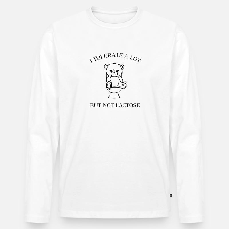 Moody Teddy – No Lactose Allowed - Männer Premium Bio Langarmshirt - Weiß