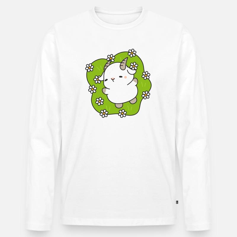 Kawaii Lamm Gänseblümchen - Männer Premium Bio Langarmshirt - Weiß
