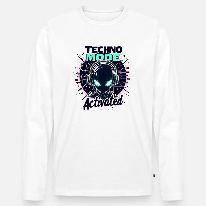 Techno Mode Activated – Rave Musik - Männer Premium Bio Langarmshirt - Weiß