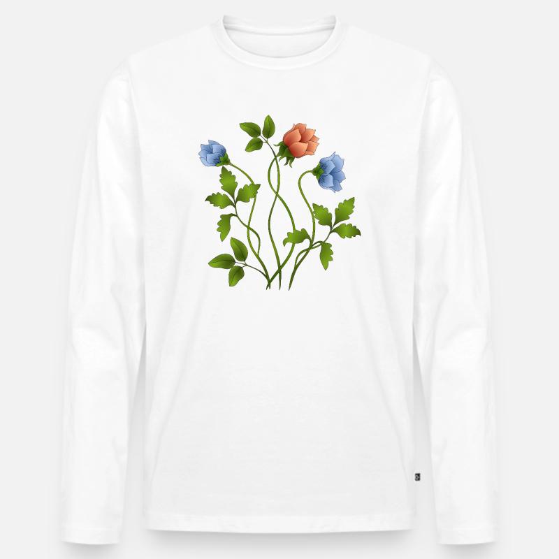 Blumen - Männer Premium Bio Langarmshirt - Weiß