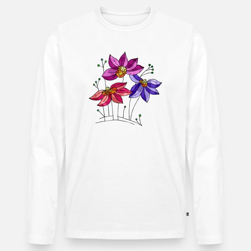 Blumen - Männer Premium Bio Langarmshirt - Weiß