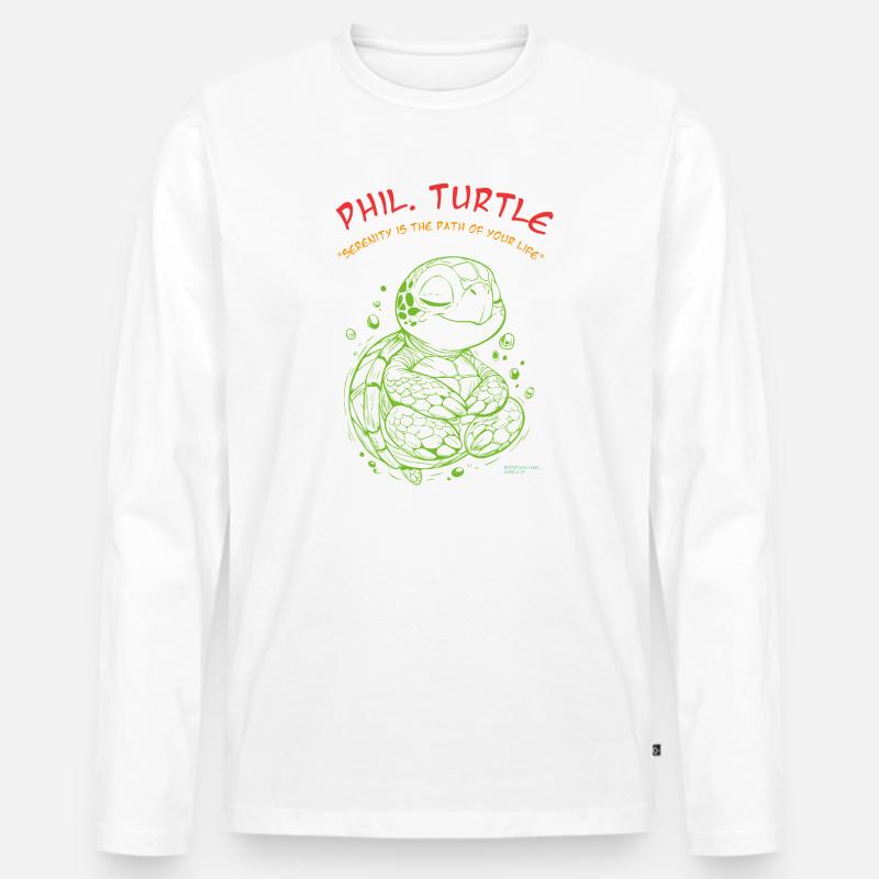 Phil Turtle Zen Path Tee - Männer Premium Bio Langarmshirt - Weiß