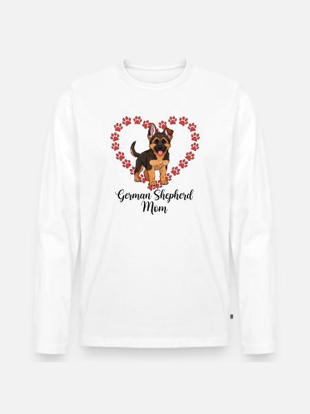 German Shepherd Mama Heart - Men's Premium Organic Long Sleeve Shirt - white