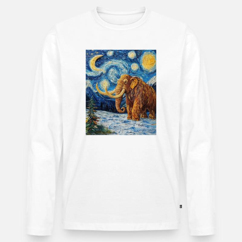 Mammut Van Gogh Starry Night - Männer Premium Bio Langarmshirt - Weiß