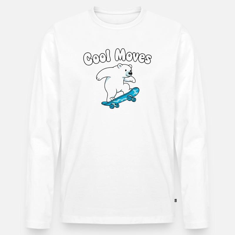 Cool Moves Eisbär Skateboard - Männer Premium Bio Langarmshirt - Weiß