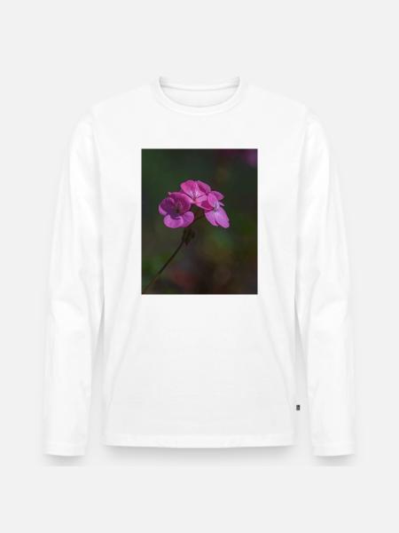 fleurs roses - T-shirt manches longues Premium bio Homme - blanc