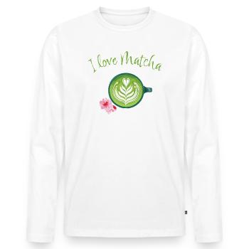 Matcha love - Männer Premium Bio Langarmshirt - Weiß - Vorne - Nico (187cm)