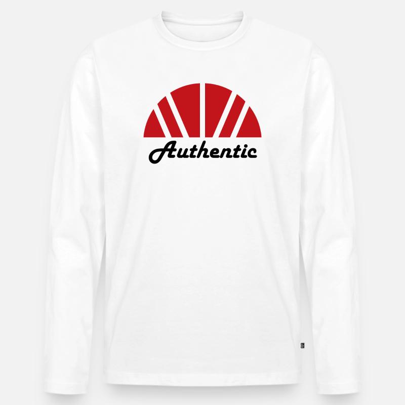 Authentische abstrakte Red Ray Dawn - Männer Premium Bio Langarmshirt - Weiß