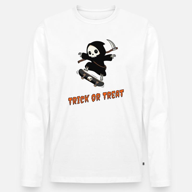 Süßes oder Saures – Skater Reaper - Männer Premium Bio Langarmshirt - Weiß