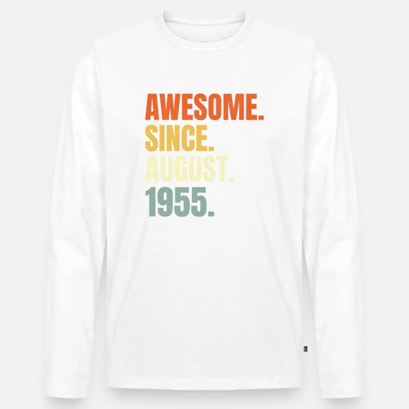 awesome since august 1955 birthday - Männer Premium Bio Langarmshirt - Weiß