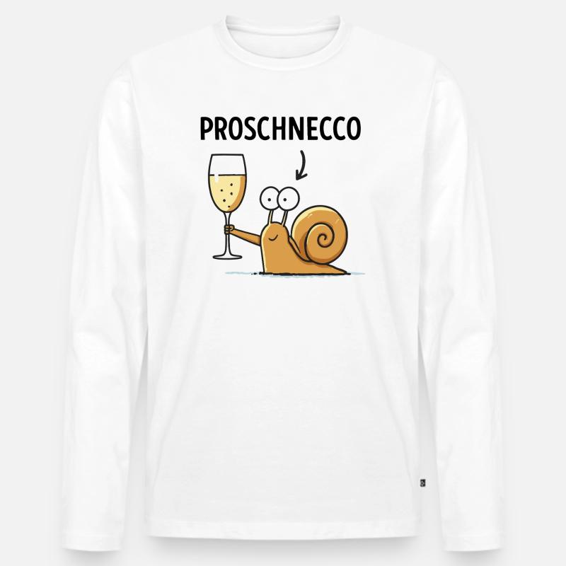 Proschnecco – Schnecke mit Schampus - Männer Premium Bio Langarmshirt - Weiß