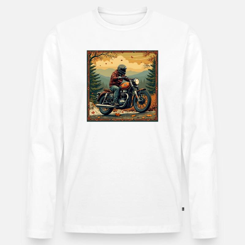 Tapestry Biker Landscape - Männer Premium Bio Langarmshirt - Weiß
