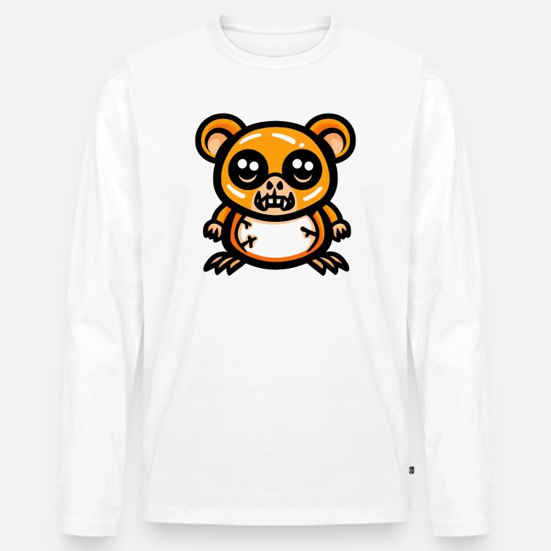 Hamster Halloween Comic Lustig - Männer Premium Bio Langarmshirt - Weiß