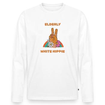 Elderly White Hippie design - Men's Premium Organic Long Sleeve Shirt - white - Front - Nico (187cm)