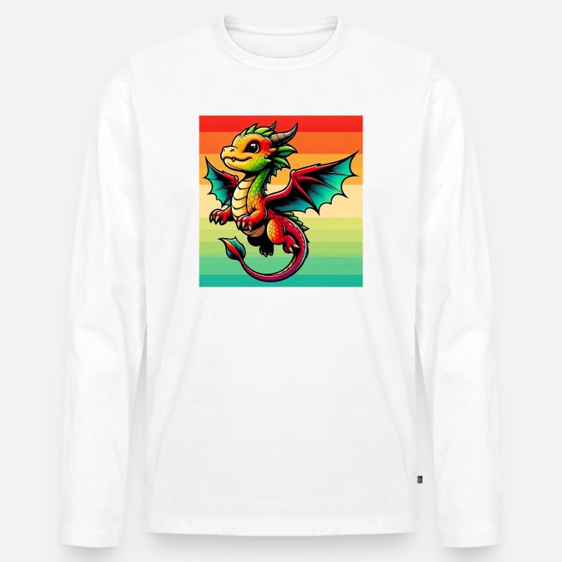 Drache - Männer Premium Bio Langarmshirt - Weiß