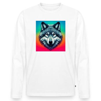 Wolf - Men's Premium Organic Long Sleeve Shirt - white - Front - Nico (187cm)