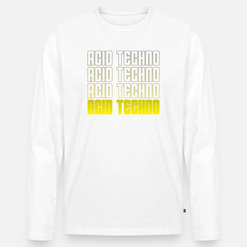 Acid Techno Wiederholung Gradient - Männer Premium Bio Langarmshirt - Weiß
