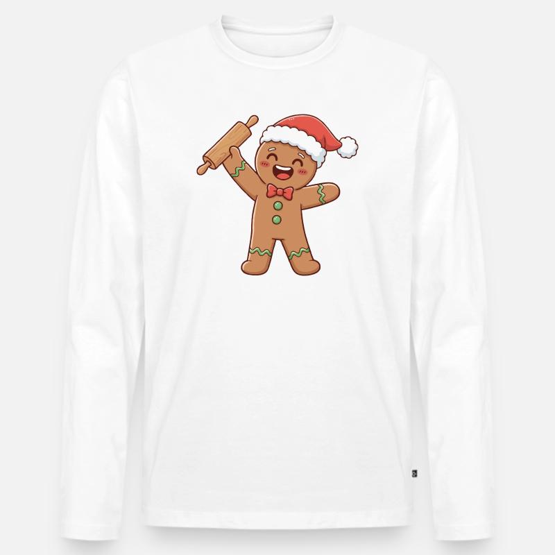 Weihnachtsbäckerei Kunst Bäcker - Männer Premium Bio Langarmshirt - Weiß
